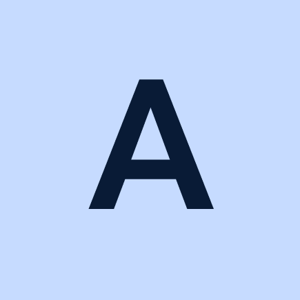 The letter 'A' on a blue background.