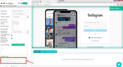 Instagram interface showing user conversation and login page.