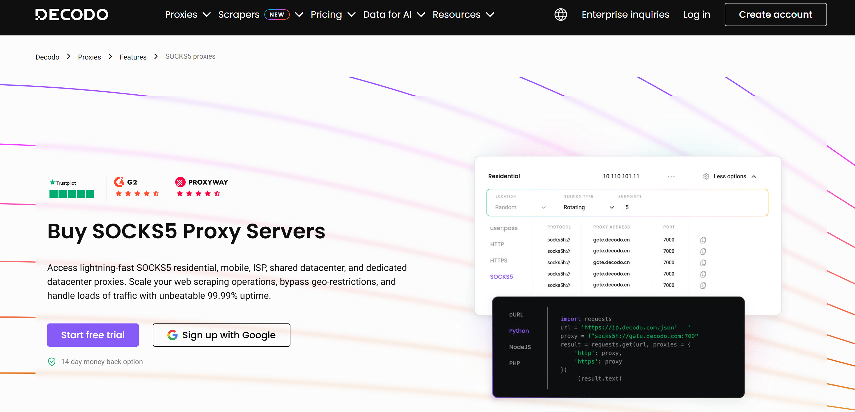 Decodo's SOCKS5 Proxies