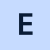 Blue background with a dark blue letter 'E'.