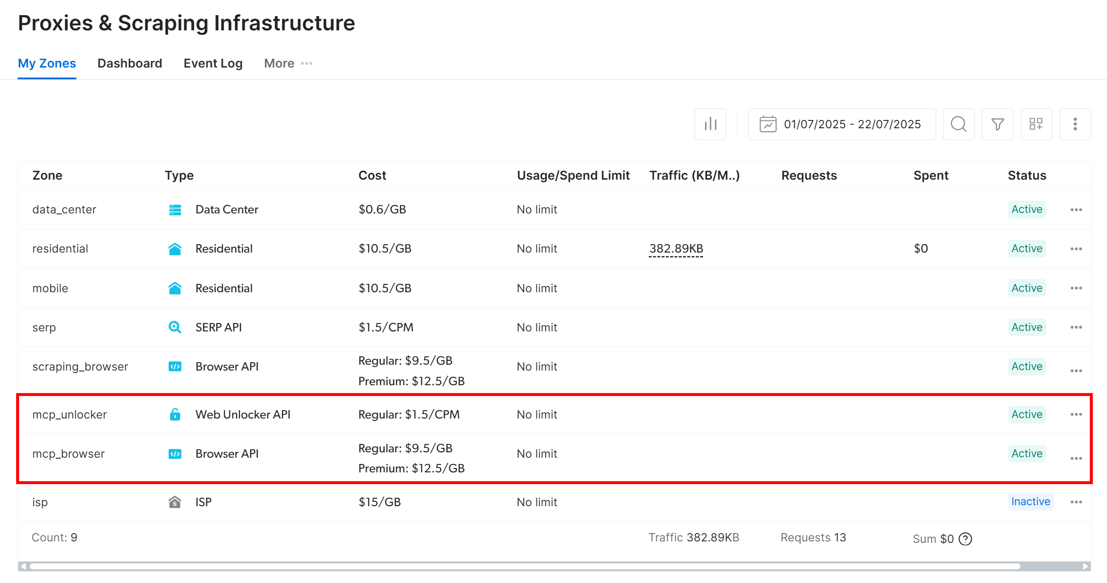 The mcp_unlocker and mcp_browser zones created by the Web MCP at startup