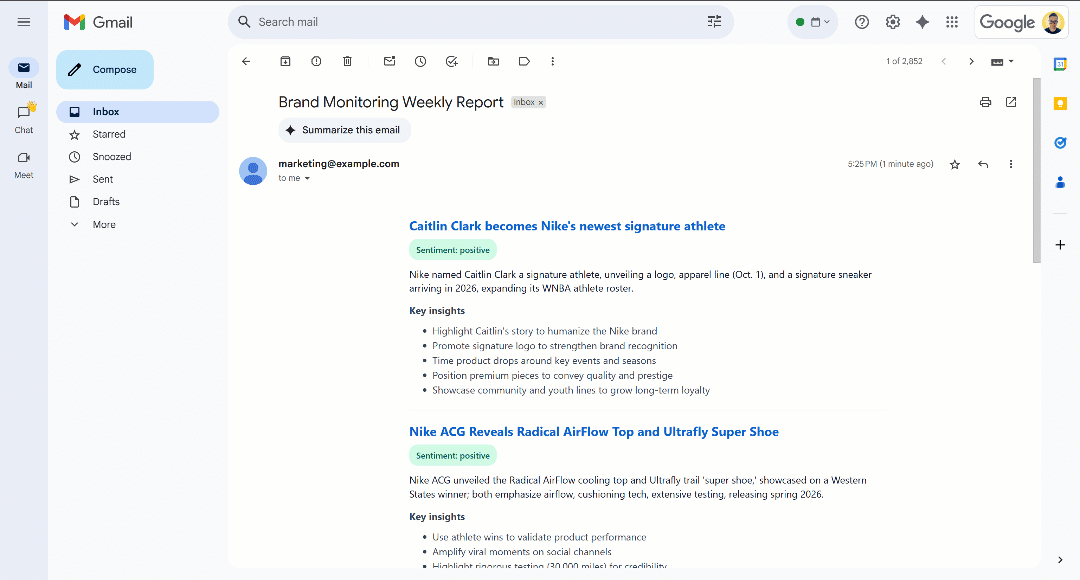 Scrolling through the produced HTML report