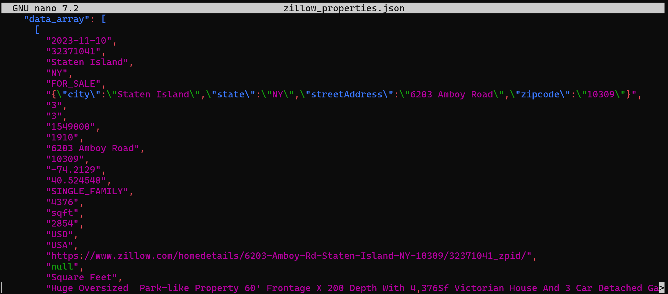 The output  zillow_properties.json file