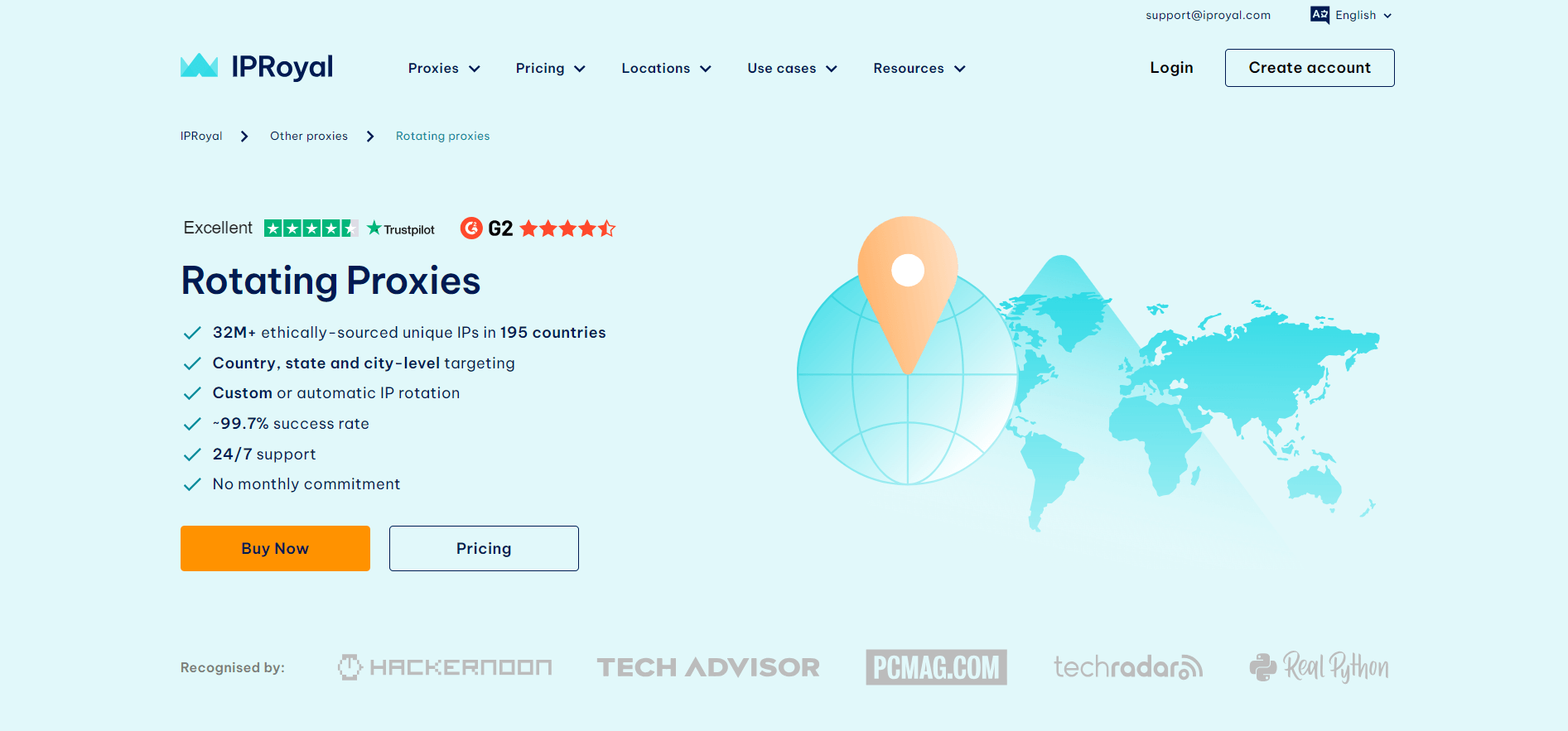 IPRoyal's rotating proxies page