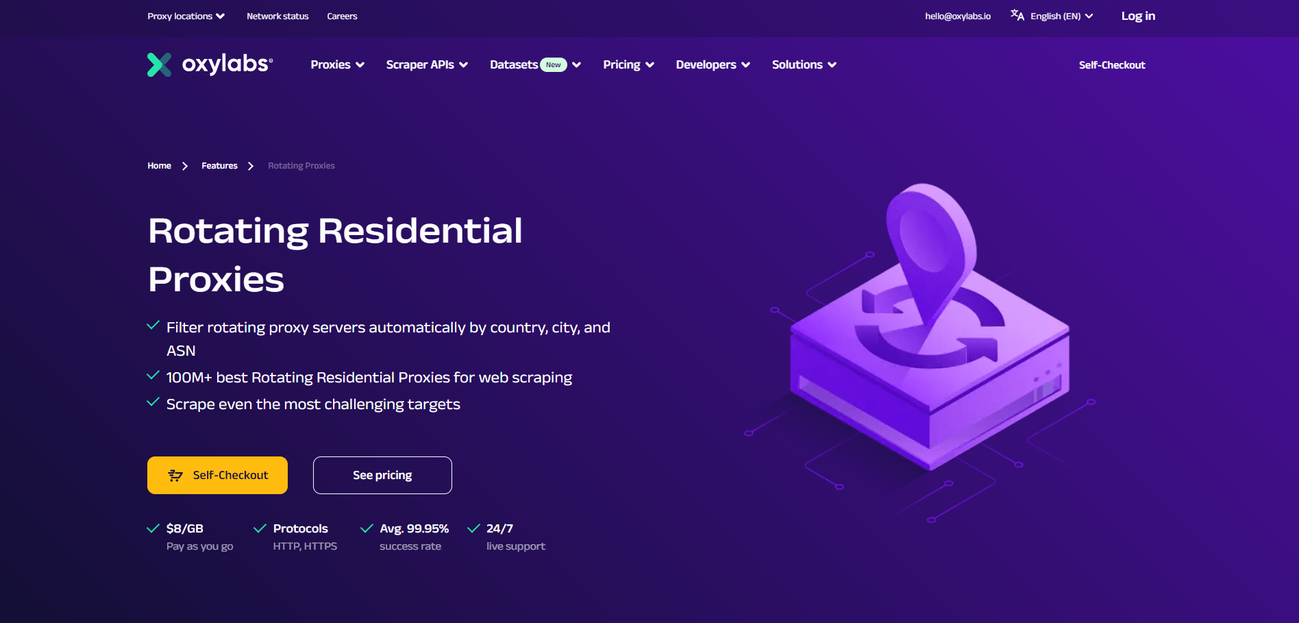 Oxylab's rotating proxies page