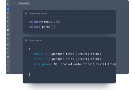 Code snippets for web scraping displayed on a screen.