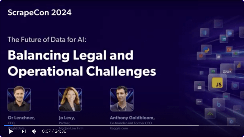 ScrapeCon 2024: Balancing Legal and Operational Challenges discussion panel.