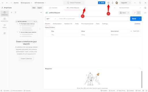 Postman interface showing an untitled request being created.