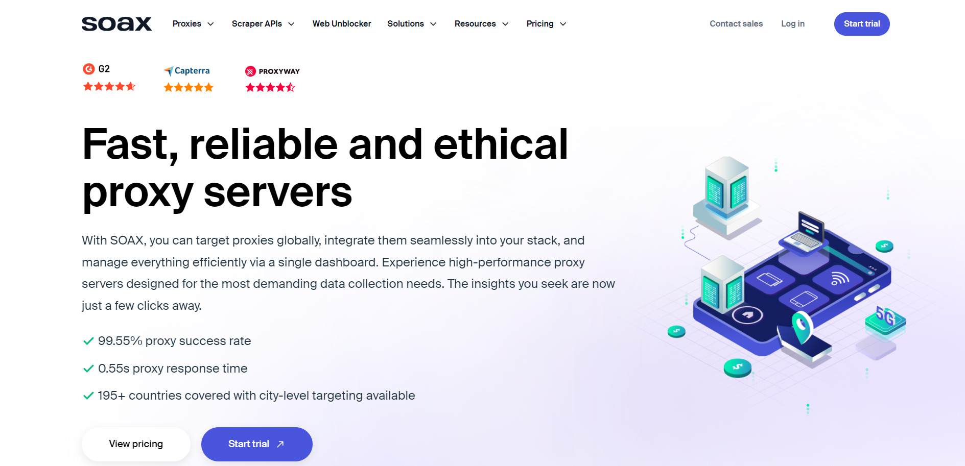 SOAX's proxy servers page