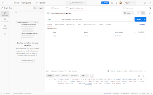 Postman interface showing API request and response data.