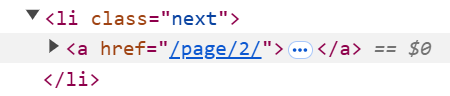 The ‘next’ class that defines the ‘next’ button in the HTML code of the target web page