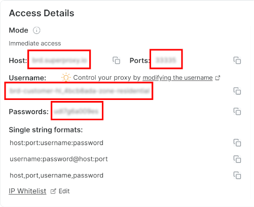 The proxy credentials