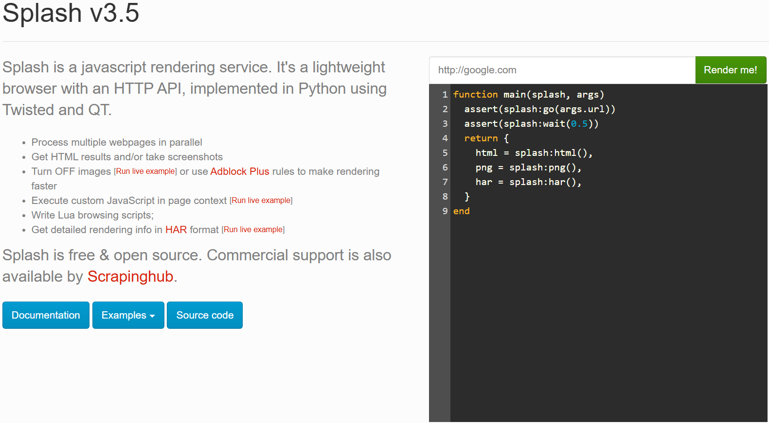 The Splash service working