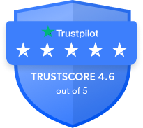 Trustpilot Trustscore 4.6 out of 5 stars.